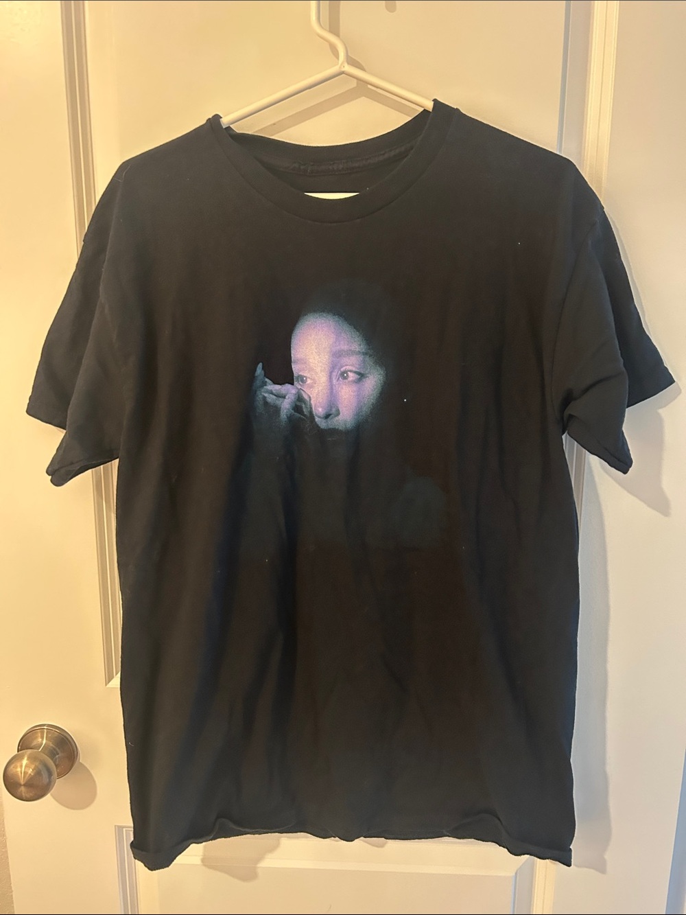 Ariana Grande Black Short-Sleeve Tee with Night Portrait Graphic